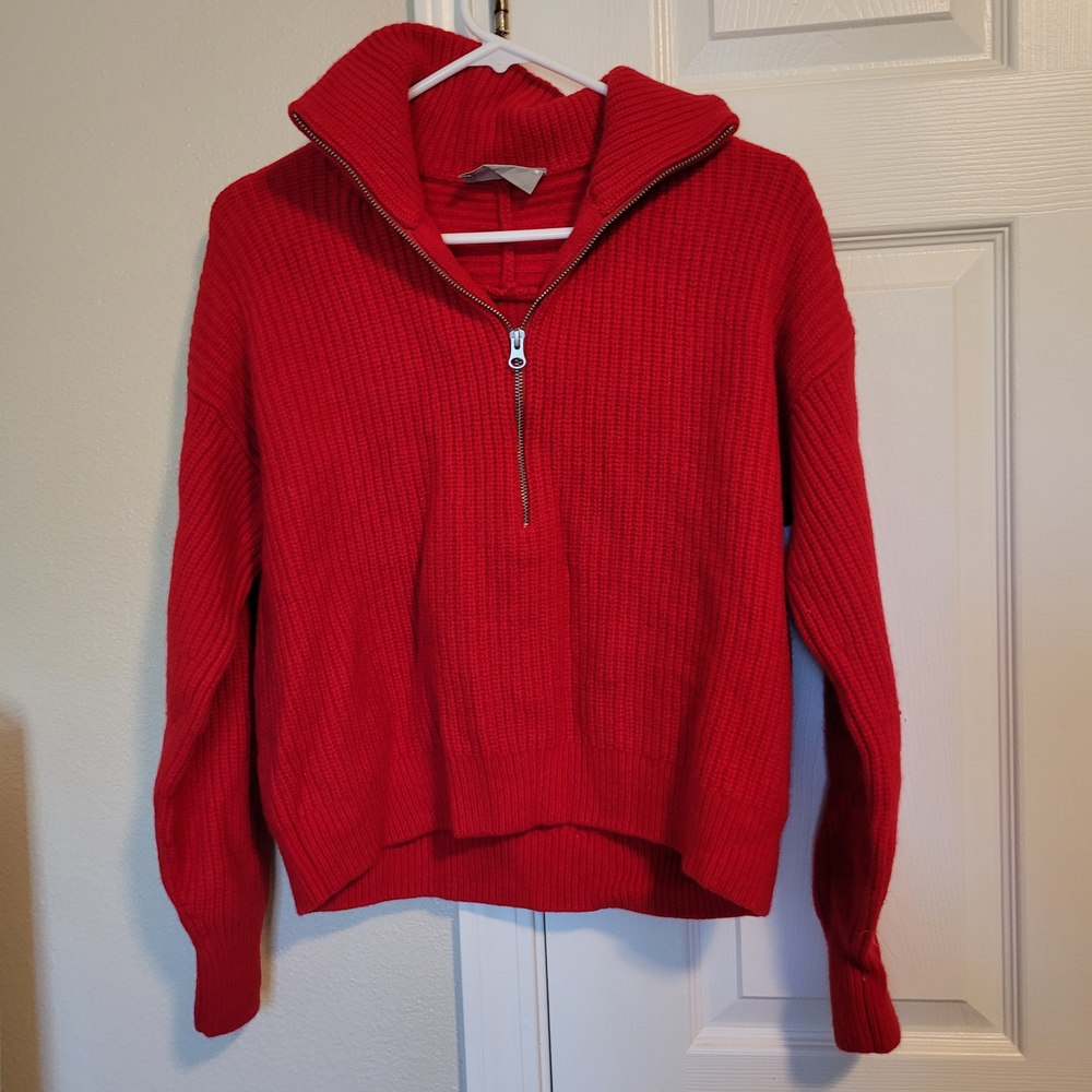 Everlane Red Cowl Neck Sweater